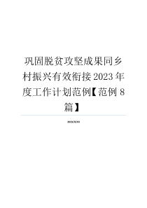 巩固脱贫攻坚成果同乡村振兴有效衔接2023年度工作计划范例【范例8篇】