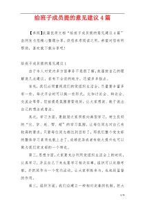 给班子成员提的意见建议4篇