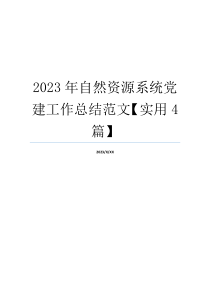 2023年自然资源系统党建工作总结范文【实用4篇】