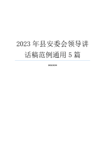 2023年县安委会领导讲话稿范例通用5篇