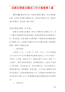 巡察反馈意见整改工作方案集聚5篇