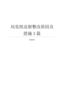 局党组巡察整改原因及措施3篇