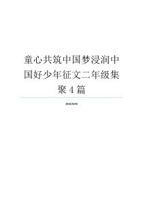 童心共筑中国梦浸润中国好少年征文二年级集聚4篇