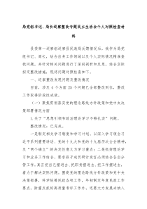 局党组书记局长巡察整改专题民主生活会个人对照检查材料