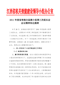 XXXX年度省效能办监测小组第三次组长会会议精神传达提纲(1)