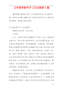 公司领导新年开工仪式致辞3篇