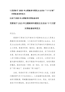 党委班子2023年主题教育专题民主生活会“十个方面”对照检查材料范文