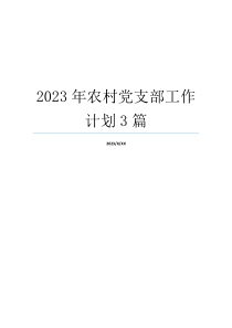 2023年农村党支部工作计划3篇