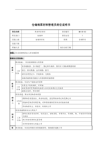 仓储部原材料管理员岗位说明书