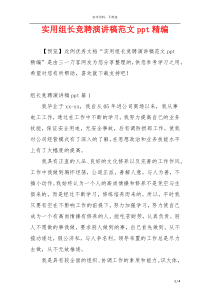 实用组长竞聘演讲稿范文ppt精编