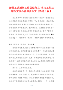 新员工试用期工作总结范文_实习工作总结范文及心得体会范文【热选8篇】