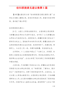 给妇联提意见建议集聚5篇