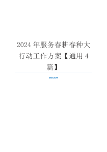 2024年服务春耕春种大行动工作方案【通用4篇】