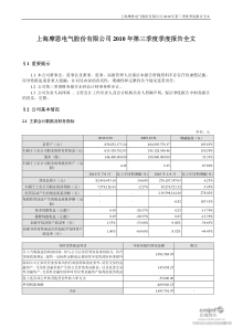 摩恩电气：XXXX年第三季度报告全文