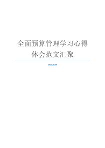 全面预算管理学习心得体会范文汇聚