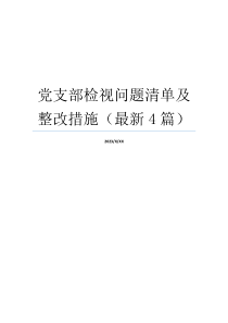 党支部检视问题清单及整改措施（最新4篇）