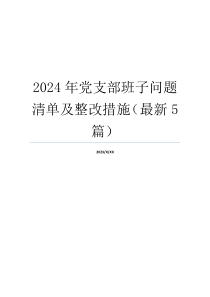 2024年党支部班子问题清单及整改措施（最新5篇）