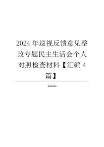 2024年巡视反馈意见整改专题民主生活会个人对照检查材料【汇编4篇】