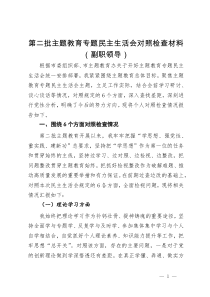 第二批主题教育专题民主生活会对照检查材料（副职领导）