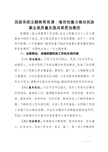 民政系统主题教育党课：强党性着力推动民政事业高质量发展成果更加惠民