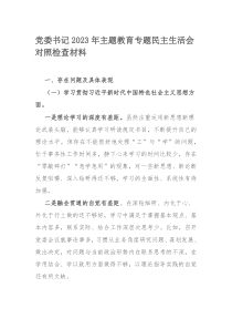 党委书记2023年主题教育专题民主生活会对照检查材料