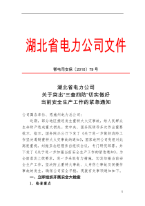 79号湖北省电力公司关于突出三查四防切实做好当前安全生产工作的