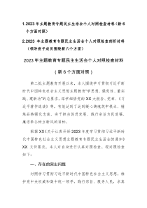 两篇2023年主题教育专题民主生活会个人对照检查剖析材料（践行宗旨、服务人民、求真务实、狠抓落实