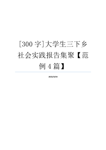 [300字]大学生三下乡社会实践报告集聚【范例4篇】