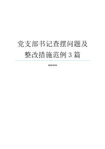 党支部书记查摆问题及整改措施范例3篇