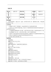 职位说明书-仓储主管