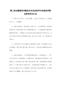 第二批主题教育专题民主生活会批评与自我批评意见参考范文汇总