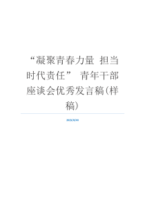 “凝聚青春力量 担当时代责任” 青年干部座谈会优秀发言稿(样稿)