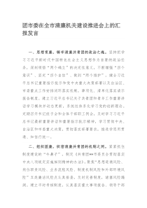 团市委在全市清廉机关建设推进会上的汇报发言