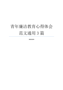 青年廉洁教育心得体会范文通用3篇