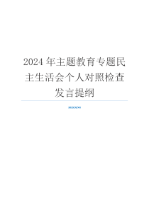 2024年主题教育专题民主生活会个人对照检查发言提纲