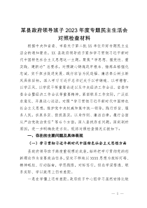 某县政府领导班子2023年度专题民主生活会对照检查材料