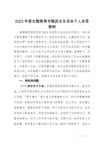 镇党委书记2023年度主题教育专题民主生活会个人发言提纲