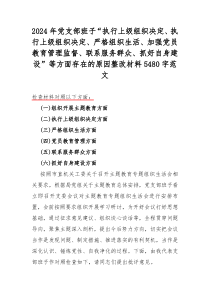 2024年党支部班子“执行上级组织决定、执行上级组织决定、严格组织生活、加强党员教育管理监督、联