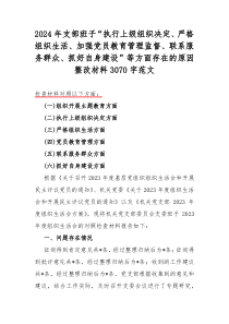 2024年支部班子“执行上级组织决定、严格组织生活、加强党员教育管理监督、联系服务群众、抓好自身