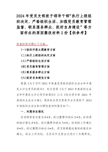 2024年党员支部班子领导干部“执行上级组织决定、严格组织生活、加强党员教育管理监督、联系服务群