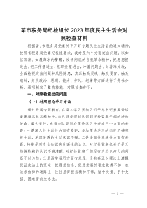 某市税务局纪检组长2023年度民主生活会对照检查材料