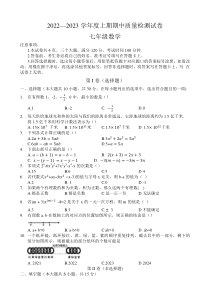 河南省信阳市新县沙窝镇初级中学2022-2023学年七年级上学期期中数学试题