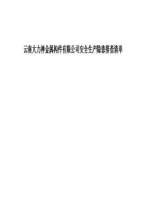 xx公司安全生产隐患排查清单