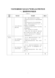 [安全管理]宁波市机械制造行业安全生产标准化企业考核评定表