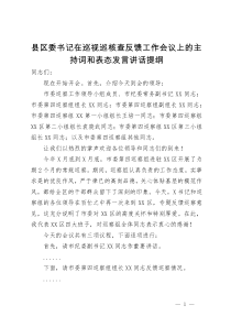 县区委书记在巡视巡核查反馈工作会议上的主持词和表态发言讲话提纲