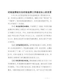 纪检监察组长在纪检监察工作座谈会上的发言