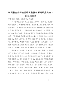 在国有企业纪检监察大监督体系建设推进会上的汇报发言