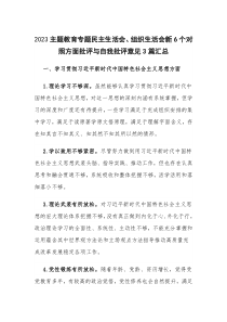 2023主题教育专题民主生活会、组织生活会新6个对照方面批评与自我批评意见3篇汇总