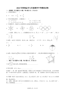 2022年江西省瑞金市九年级数学中考模拟试卷