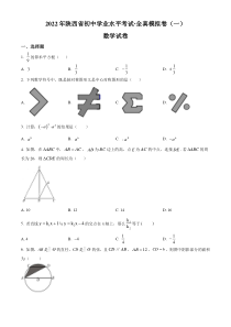 2022年陕西省联考初中学业水平考试全真模拟卷（一）数学试题